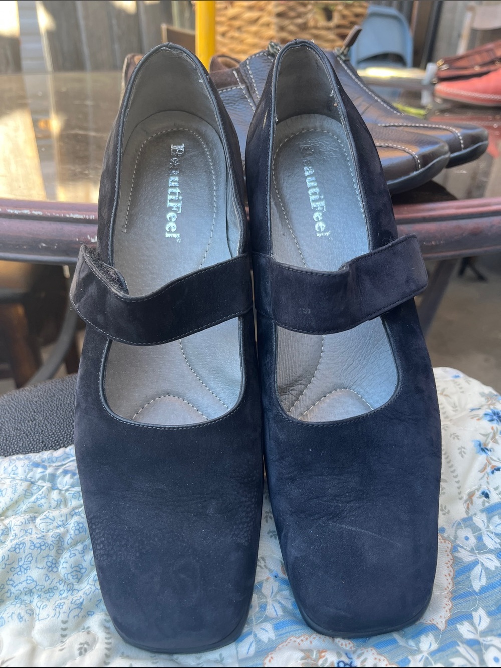 Naot Black Suede Mary Jane Flats with Strap